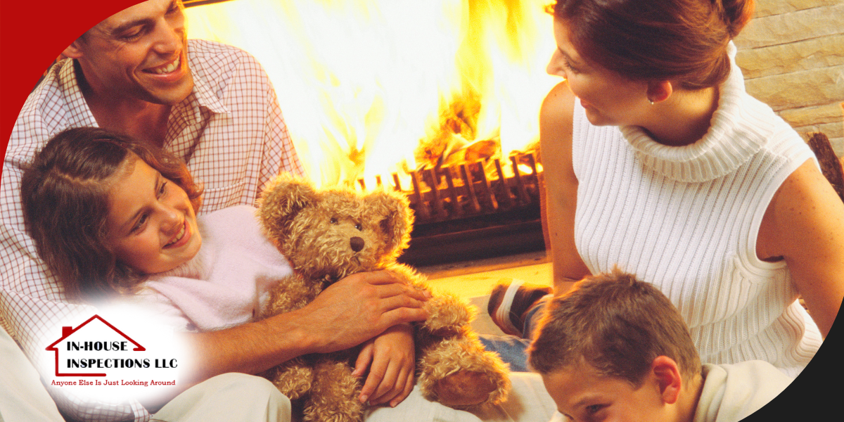 Family gathered around the fireplace, enjoying a warm winter evening.