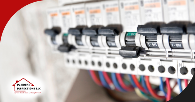 In-House Inspections LLC Close-up of an electrical breaker panel during an inspection